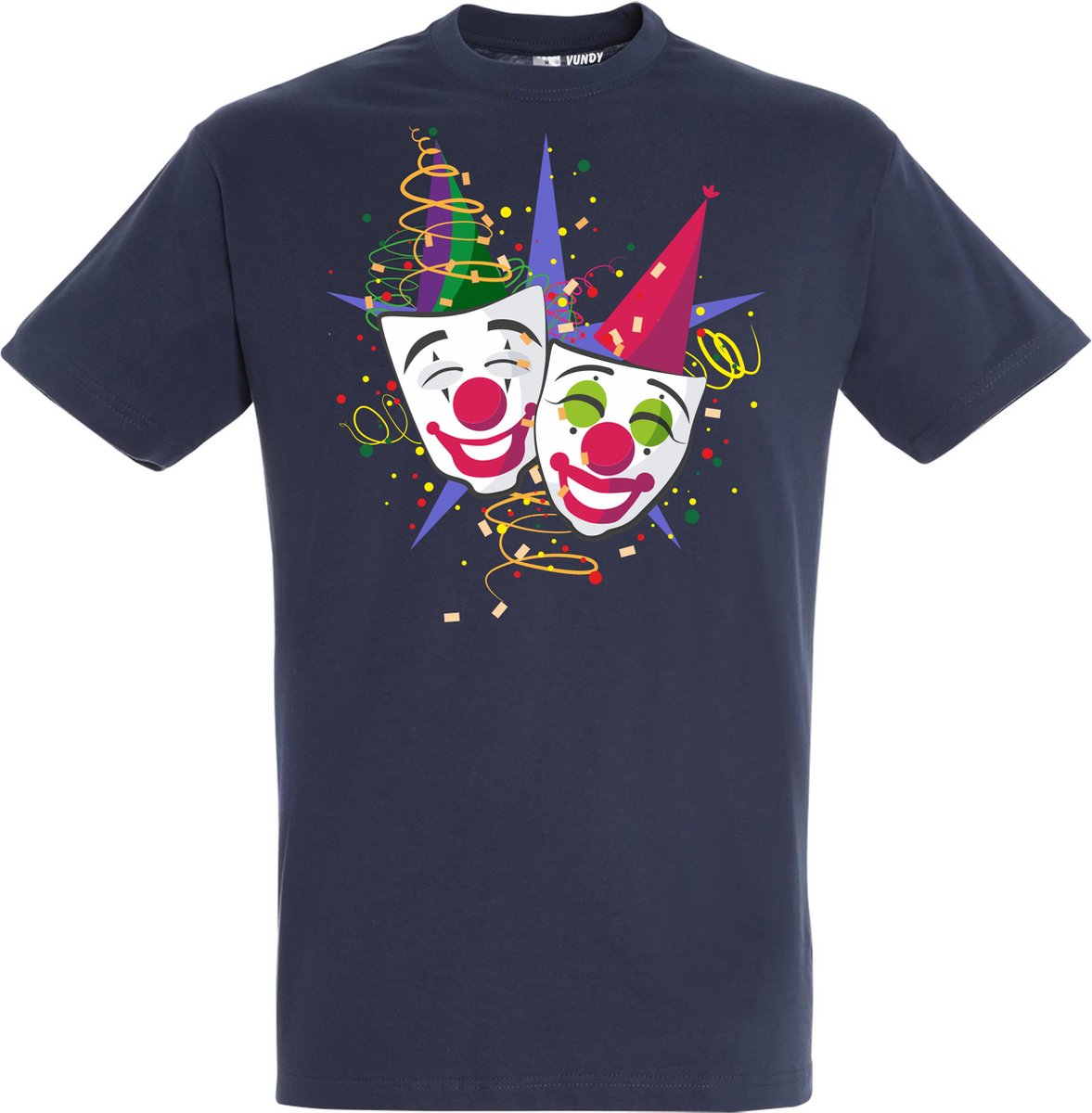T-shirt Carnaval Masker | Carnaval | Carnavalskleding Dames Heren | Navy | maat L